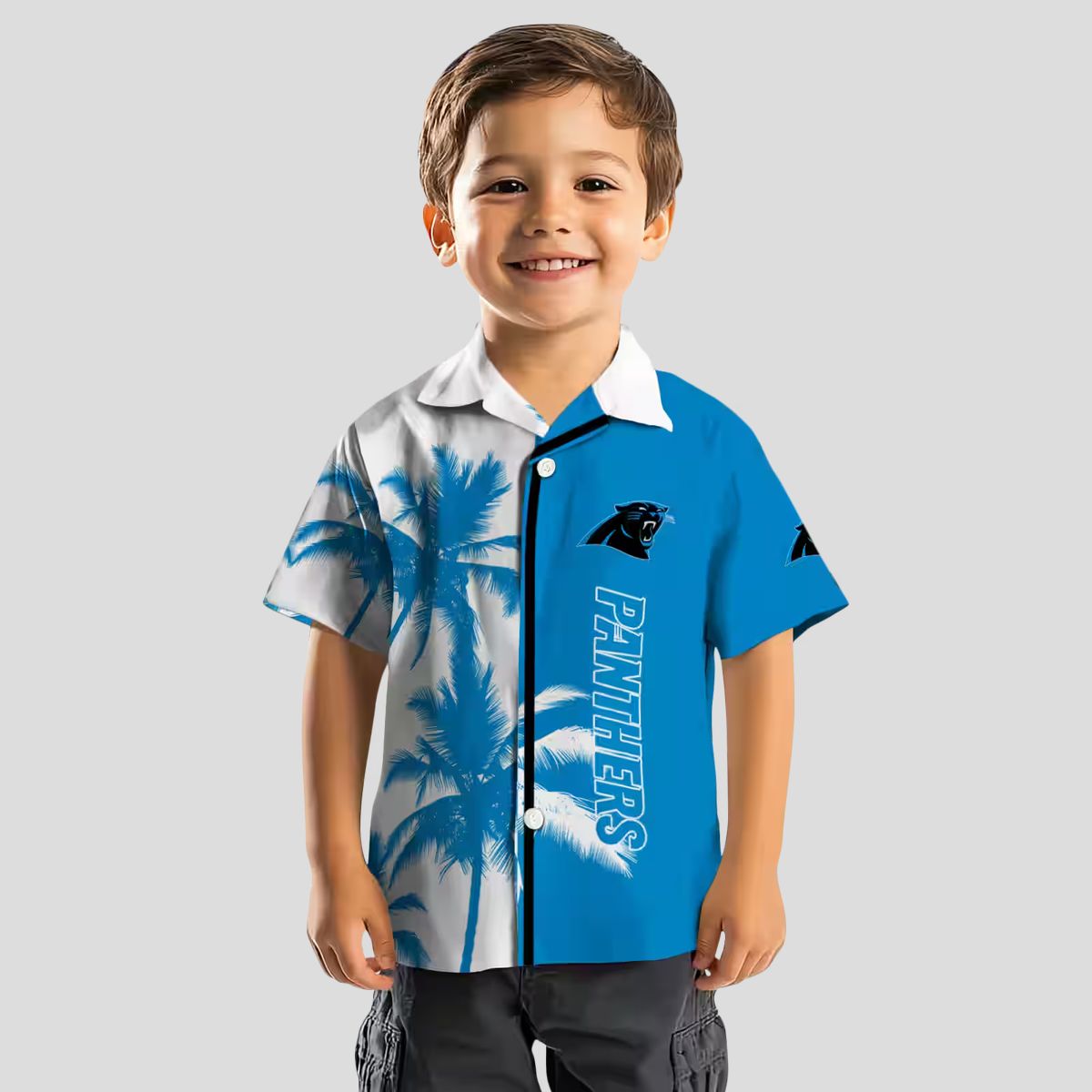 NFL Carolina Panthers Palm Trees Aloha Shirt – Blue & White Tropical Beachwear