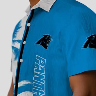 NFL Carolina Panthers Palm Trees Aloha Shirt – Blue & White Tropical Beachwear