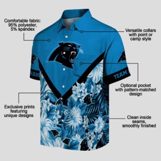 NFL Fans Carolina Panthers Floral Hawaiian Shirt - Custom Chevron Blue Button Up