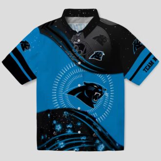 NFL Fans Carolina Panthers Hawaiian Button Up Shirt – Blue Black Football Wave Aloha Shirt