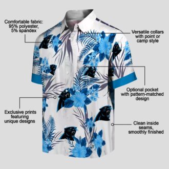 NFL Fans Carolina Panthers Hawaiian Shirt, Patriotic Hibiscus Blue White Tropical Shirt