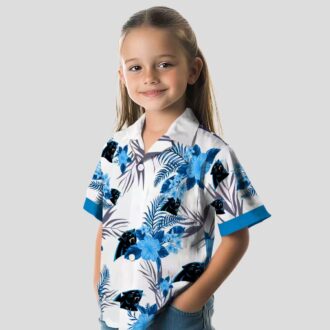 NFL Fans Carolina Panthers Hawaiian Shirt, Patriotic Hibiscus Blue White Tropical Shirt
