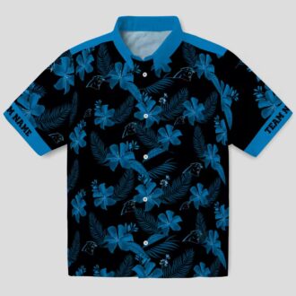 NFL Team Carolina Panthers Black Hawaiian Shirt - Tropical Botanical Print