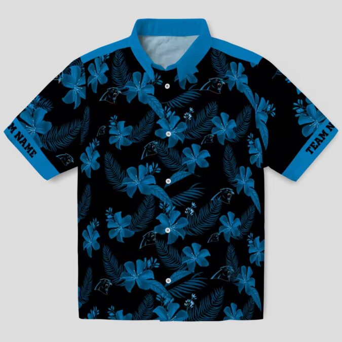 NFL Team Carolina Panthers Black Hawaiian Shirt - Tropical Botanical Print
