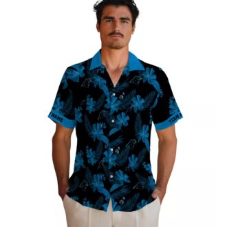 NFL Team Carolina Panthers Black Hawaiian Shirt - Tropical Botanical Print