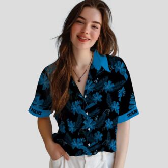 NFL Team Carolina Panthers Black Hawaiian Shirt - Tropical Botanical Print