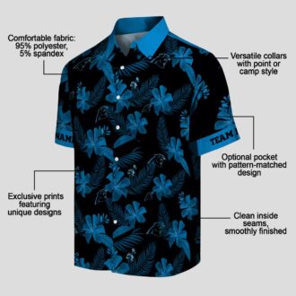 NFL Team Carolina Panthers Black Hawaiian Shirt - Tropical Botanical Print