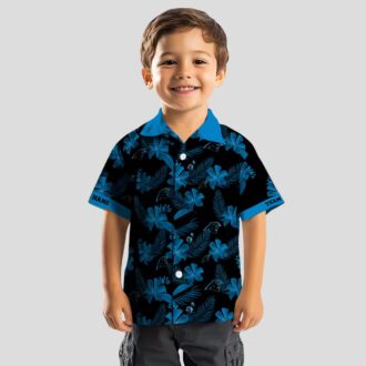 NFL Team Carolina Panthers Black Hawaiian Shirt - Tropical Botanical Print
