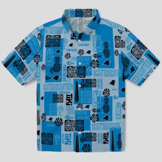 Tribal Blue Carolina Panthers Hawaiian Shirt – Casual Summer Vacation Shirt