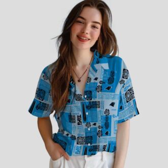 Tribal Blue Carolina Panthers Hawaiian Shirt – Casual Summer Vacation Shirt