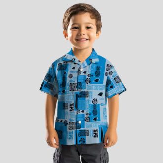 Tribal Blue Carolina Panthers Hawaiian Shirt – Casual Summer Vacation Shirt