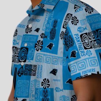 Tribal Blue Carolina Panthers Hawaiian Shirt – Casual Summer Vacation Shirt