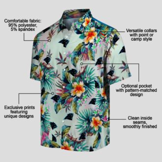Tropical Carolina Panthers Hawaiian Shirt, Foliage Green Aloha Button Up