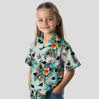 Tropical Carolina Panthers Hawaiian Shirt, Foliage Green Aloha Button Up