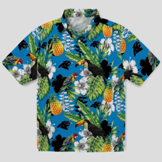 Tropical Toucan Carolina Panthers Hawaiian Shirt - Blue Green Aloha Beach Vacation Shirt