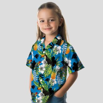 Tropical Toucan Carolina Panthers Hawaiian Shirt - Blue Green Aloha Beach Vacation Shirt