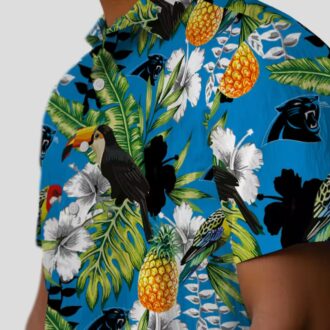 Tropical Toucan Carolina Panthers Hawaiian Shirt - Blue Green Aloha Beach Vacation Shirt