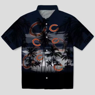 Blue & Black Chicago Bears Hawaiian Shirt – Tropical Sunset Button Up for Men & Women