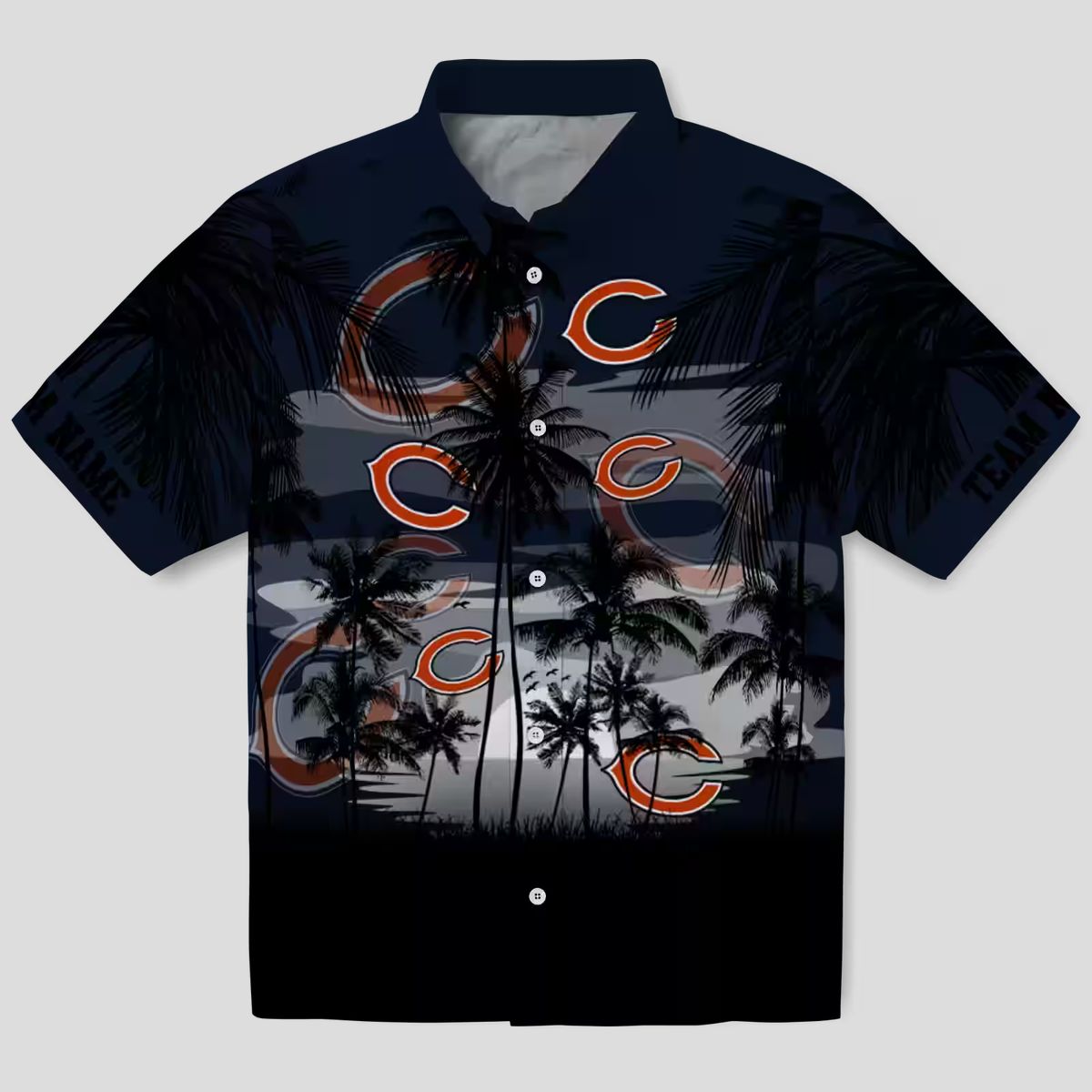 Blue & Black Chicago Bears Hawaiian Shirt – Tropical Sunset Button Up for Men & Women