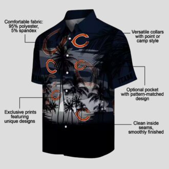 Blue & Black Chicago Bears Hawaiian Shirt – Tropical Sunset Button Up for Men & Women