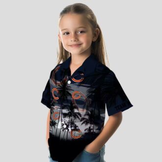 Blue & Black Chicago Bears Hawaiian Shirt – Tropical Sunset Button Up for Men & Women