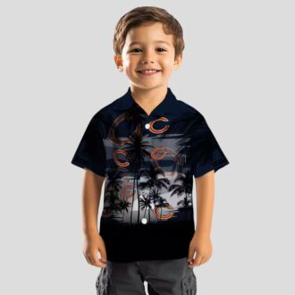 Blue & Black Chicago Bears Hawaiian Shirt – Tropical Sunset Button Up for Men & Women