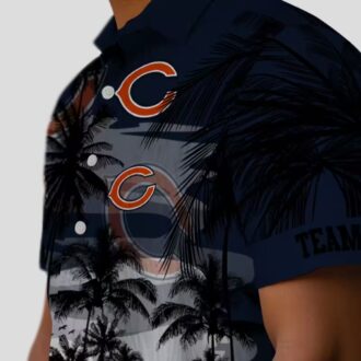 Blue & Black Chicago Bears Hawaiian Shirt – Tropical Sunset Button Up for Men & Women