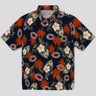 Blue Floral Chicago Bears Hawaiian Shirt – Palm Tree Aloha Shirt for NFL Fans