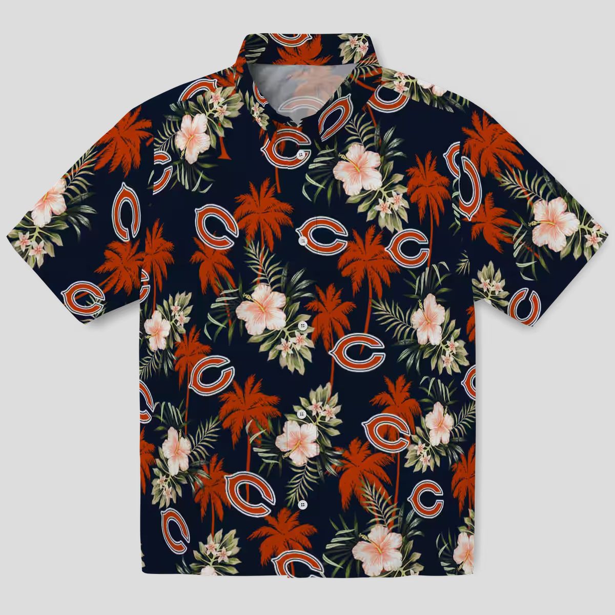 Blue Floral Chicago Bears Hawaiian Shirt – Palm Tree Aloha Shirt for NFL Fans