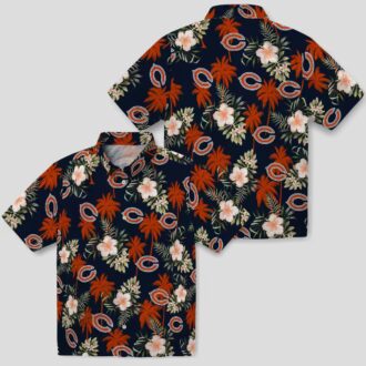 Blue Floral Chicago Bears Hawaiian Shirt – Palm Tree Aloha Shirt for NFL Fans