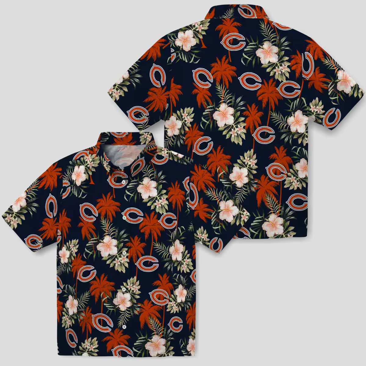 Blue Floral Chicago Bears Hawaiian Shirt – Palm Tree Aloha Shirt for NFL Fans