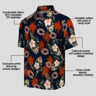 Blue Floral Chicago Bears Hawaiian Shirt – Palm Tree Aloha Shirt for NFL Fans