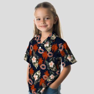 Blue Floral Chicago Bears Hawaiian Shirt – Palm Tree Aloha Shirt for NFL Fans