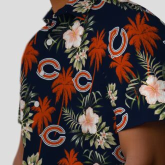 Blue Floral Chicago Bears Hawaiian Shirt – Palm Tree Aloha Shirt for NFL Fans
