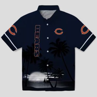Chicago Bears Beach Sunset Hawaiian Shirt – Tropical Blue Black Button Up for Summer