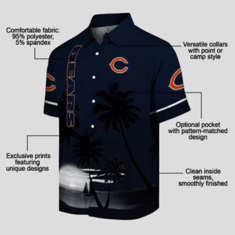 Chicago Bears Beach Sunset Hawaiian Shirt – Tropical Blue Black Button Up for Summer