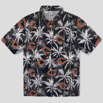 Chicago Bears Blue Black Hawaiian Shirt – Palm Print Aloha Shirt for NFL Fans