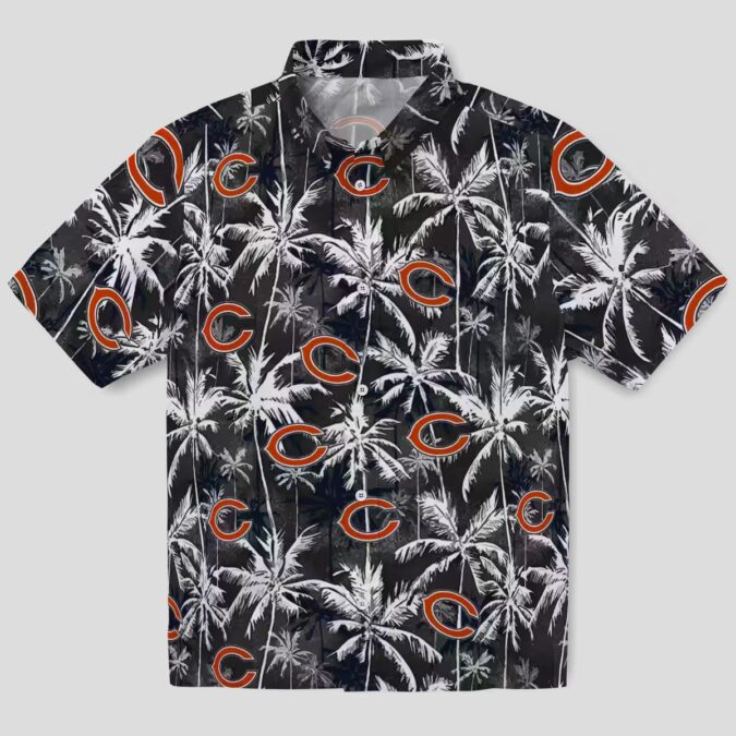 Chicago Bears Blue Black Hawaiian Shirt – Palm Print Aloha Shirt for NFL Fans