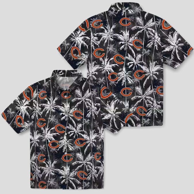 Chicago Bears Blue Black Hawaiian Shirt – Palm Print Aloha Shirt for NFL Fans