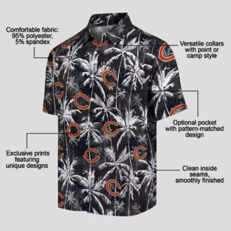 Chicago Bears Blue Black Hawaiian Shirt – Palm Print Aloha Shirt for NFL Fans