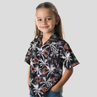 Chicago Bears Blue Black Hawaiian Shirt – Palm Print Aloha Shirt for NFL Fans