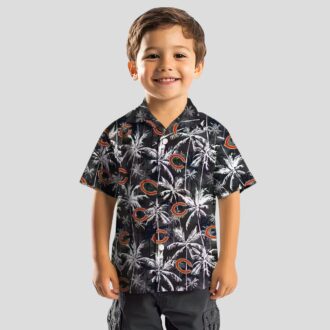 Chicago Bears Blue Black Hawaiian Shirt – Palm Print Aloha Shirt for NFL Fans