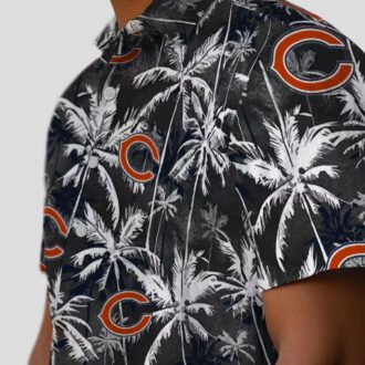 Chicago Bears Blue Black Hawaiian Shirt – Palm Print Aloha Shirt for NFL Fans