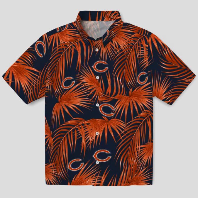 Chicago Bears Blue Tropical Hawaiian Shirt – Leafy Palms NFL Aloha Shirt for Fans