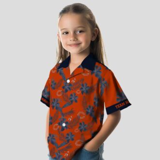Chicago Bears Botanical Print Hawaiian Shirt - Orange Tropical Print Button Up Shirt