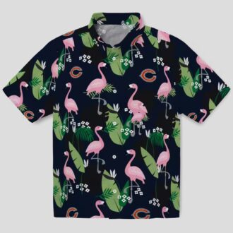 Chicago Bears Flamingo Leaf Hawaiian Shirt – Blue NFL Team Tropical Shirt for Summer Fun