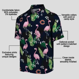 Chicago Bears Flamingo Leaf Hawaiian Shirt – Blue NFL Team Tropical Shirt for Summer Fun