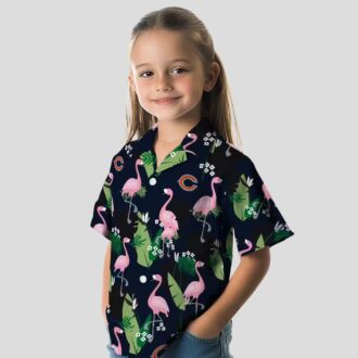 Chicago Bears Flamingo Leaf Hawaiian Shirt – Blue NFL Team Tropical Shirt for Summer Fun