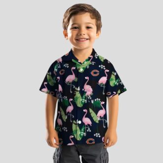 Chicago Bears Flamingo Leaf Hawaiian Shirt – Blue NFL Team Tropical Shirt for Summer Fun