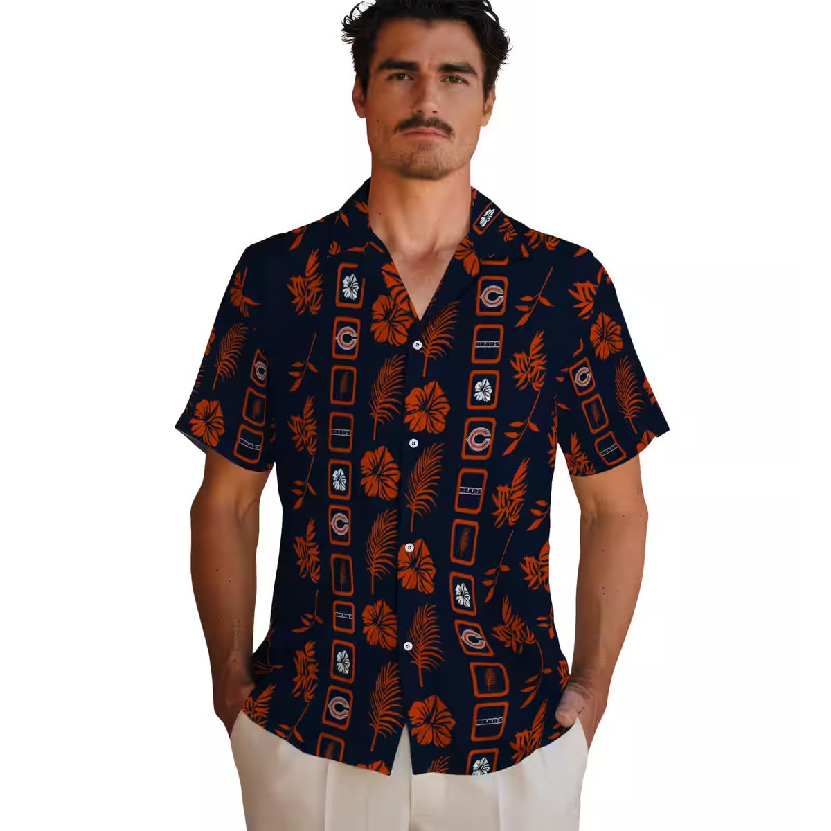 Chicago Bears Floral Hawaiian Shirt – Blue Aloha Shirt, Tropical Framed Print